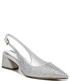 Franco Sarto Racer 3 Rhinestone Fabric Sling Pumps