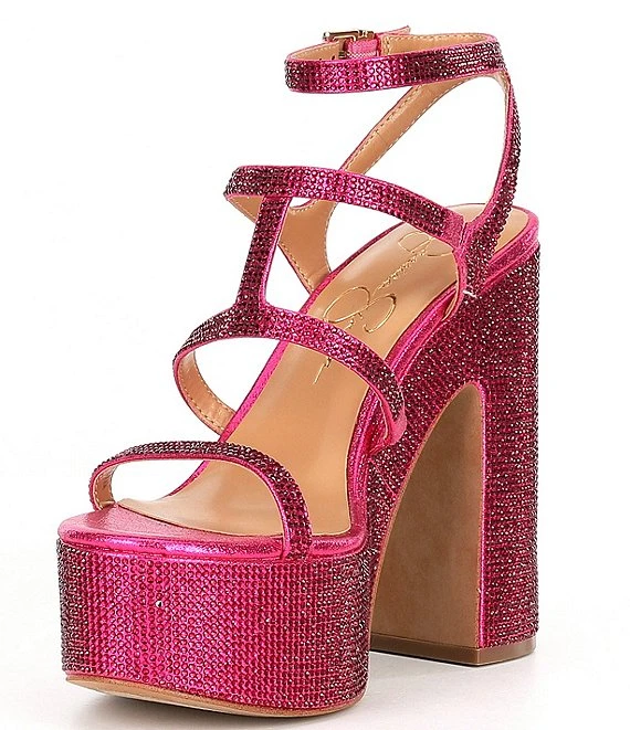 Jessica Simpson Meitini Rhinestone Caged Platform Dress Sandals 5 Jessica Simpson Meitini Rhinestone Caged Platform Dress Sandals - Afbeelding 3