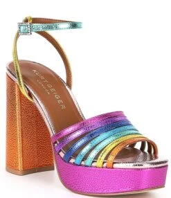 Kurt Geiger London Pierra Rainbow Metallic Leather Ankle Strap Platform Sandals -Hummel Winkel 00000000 zi d1280792 1d5c 48bf b124 9f32cfb130d5