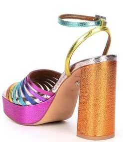 Kurt Geiger London Pierra Rainbow Metallic Leather Ankle Strap Platform Sandals -Hummel Winkel 00000000 zi d1280792 1d5c 48bf b124 9f32cfb130d5 02 ai