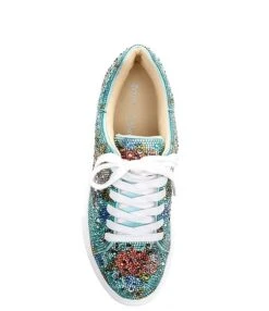 Blue By Betsey Johnson Sidny Floral Rhinestone Platform Lace-Up Sneakers