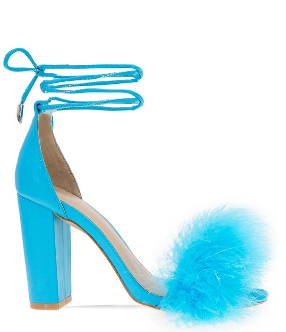 BCBGeneration Biny Feather Pom Ankle Tie Dress Sandals 7 BCBGeneration Biny Feather Pom Ankle Tie Dress Sandals - Afbeelding 5