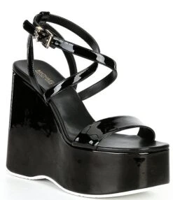 Michael Kors Paola Patent Platform Wedge Sandals