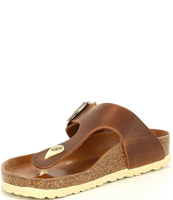 Birkenstock Women's Gizeh Big Buckle Oiled Leather Thong Sandals 4 Birkenstock Women's Gizeh Big Buckle Oiled Leather Thong Sandals - Afbeelding 2