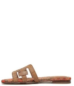 Sam Edelman Bay Raffia And Paisley Double E Logo Slide Sandals