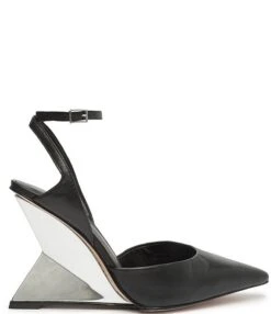 Schutz Janice Leather Pointed Toe Ankle Strap Metal Architectural Wedge Pumps 11 Schutz Janice Leather Pointed Toe Ankle Strap Metal Architectural Wedge Pumps -Hummel Winkel 00000000 zi e4c2f0a2 0af7 4ca8 b981 42e344ed7699 01 ai