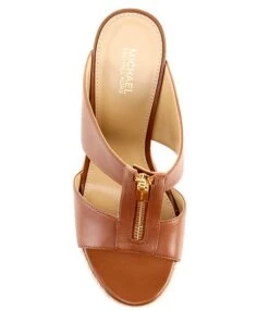 Michael Kors Bradley Leather Zip Espadrille Platform Wedge Sandals
