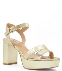 Dune London Molten Metallic Leather Platform Dress Sandals