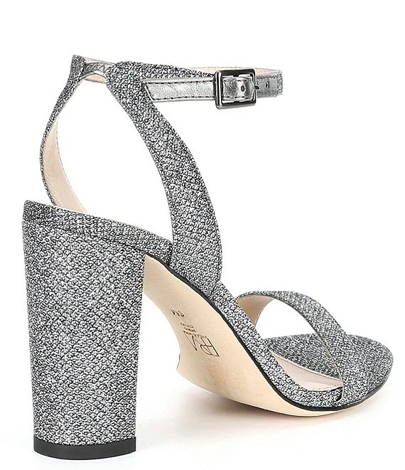 Pelle Moda Brynn Shimmer Fabric Ankle Strap Block Heel Dress Sandals 8 Pelle Moda Brynn Shimmer Fabric Ankle Strap Block Heel Dress Sandals - Afbeelding 6
