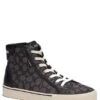 COACH Men's Skate Leather Signature Jacquard Retro Hi-Top Sneakers
