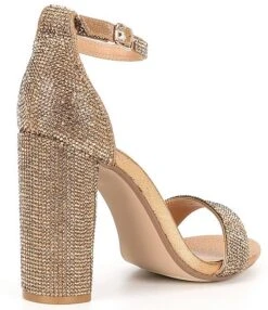 Steve Madden Carrson Rhinestone Ankle Strap Block Heel Dress Sandals