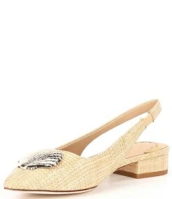 Antonio Melani X Jennifer Sumko LaMinerva Raffia Shell Slingback Dress Flats