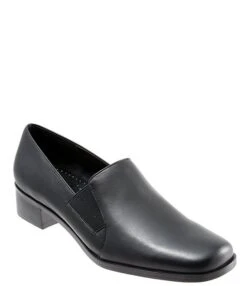 Trotters Ash Leather Slip-On Block Heel Loafers -Hummel Winkel 00000001 zi black05215567