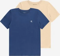 Calvin Klein Jeans T-shirts Regular Shirt Kinderen Beige / Donkerblauw