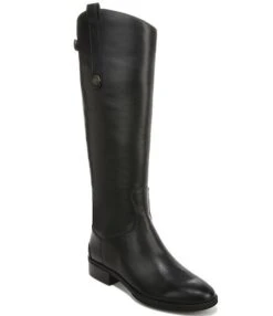 Sam Edelman Penny Back Zip Wide Calf Block Heel Riding Boots