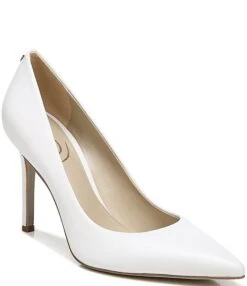 Sam Edelman Hazel Leather Pointed Toe Pumps -Hummel Winkel 04759367 zi bright white