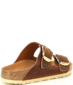 Birkenstock Women's Arizona Oiled Leather Big Buckle Slide Sandals -Hummel Winkel 05417313 zi antique cognac 01 ai