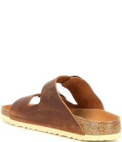 Birkenstock Women's Arizona Oiled Leather Big Buckle Slide Sandals -Hummel Winkel 05417313 zi antique cognac 02 ai