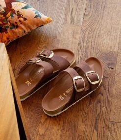 Birkenstock Women's Arizona Oiled Leather Big Buckle Slide Sandals -Hummel Winkel 05417313 zi antique cognac 04 ai