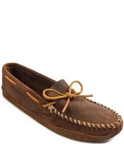 Minnetonka Men's Double Bottom Softsole Slippers -Hummel Winkel 05420539 zi brown ruff