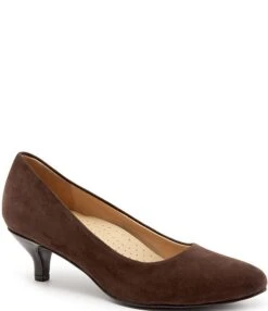 Trotters Kiera Suede Kitten Heel Pumps -Hummel Winkel 05457514 zi dark brown suede