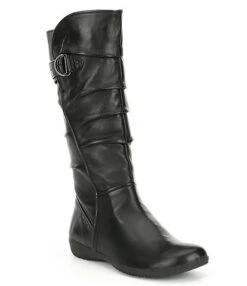 Josef Seibel Naly 23 Tall Scrunched Slouch Leather Boots -Hummel Winkel 05494584 zi black glove