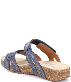 Josef Seibel Tonga 04 Leather Slide Sandals -Hummel Winkel 05537472 zi ocean flow 02 ai