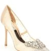 Badgley Mischka Quintana Satin Butterfly Toe Pumps -Hummel Winkel 05556356 zi latte satin