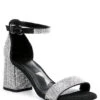 GB Bling-Out Rhinestone Embellished Family Matching Ankle Strap Block Heel Sandals -Hummel Winkel 05831043 zi black