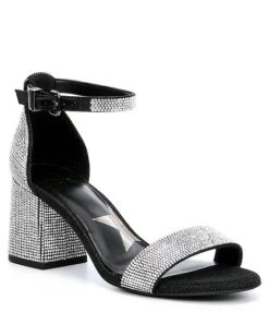 GB Bling-Out Rhinestone Embellished Family Matching Ankle Strap Block Heel Sandals