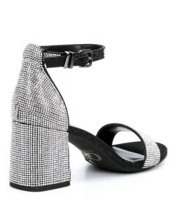 GB Bling-Out Rhinestone Embellished Family Matching Ankle Strap Block Heel Sandals -Hummel Winkel 05831043 zi black 01 ai