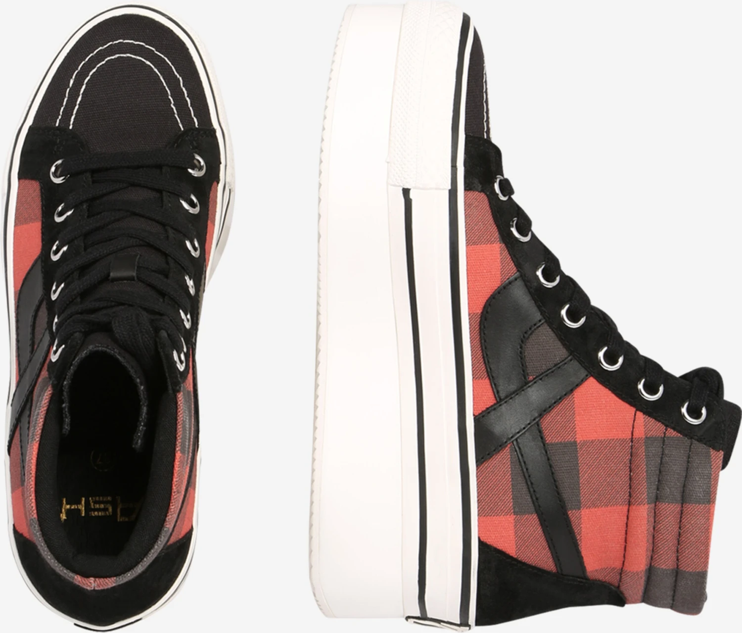 Ash Hoge Sneakers Sneakers Hoog Jimmy Check B Dames Rood / Zwart 4 Ash Hoge Sneakers Sneakers Hoog Jimmy Check B Dames Rood / Zwart - Afbeelding 2