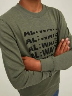 Jack & Jones Junior Sweatwear Sweatshirt Sustain Kinderen Kaki -Hummel Winkel f9e56280edc182e652fe6bcdae42d832